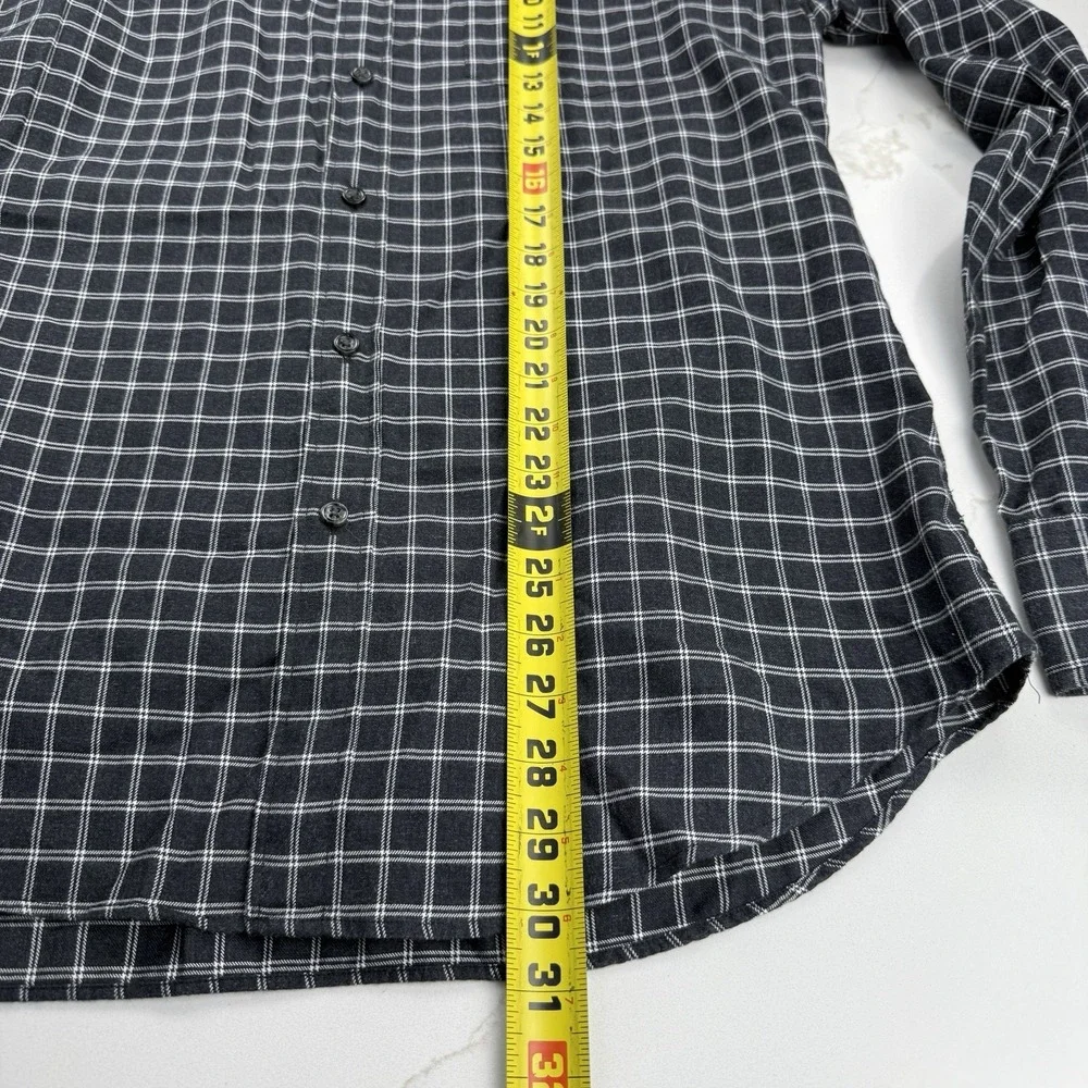 J Crew Flannel Button Down‎ Shirt Mens Large Black Plaid Business Casual Preppy